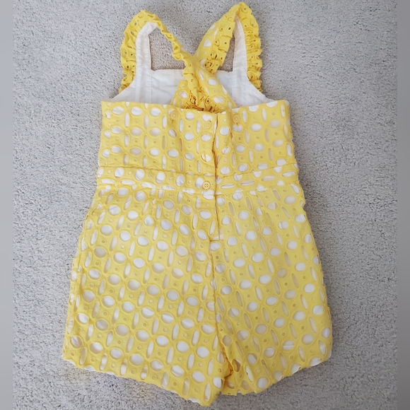 Janie and Jack Girls Eyelet Romper in Sunshine Yellow sz3 - Picture 9 of 14